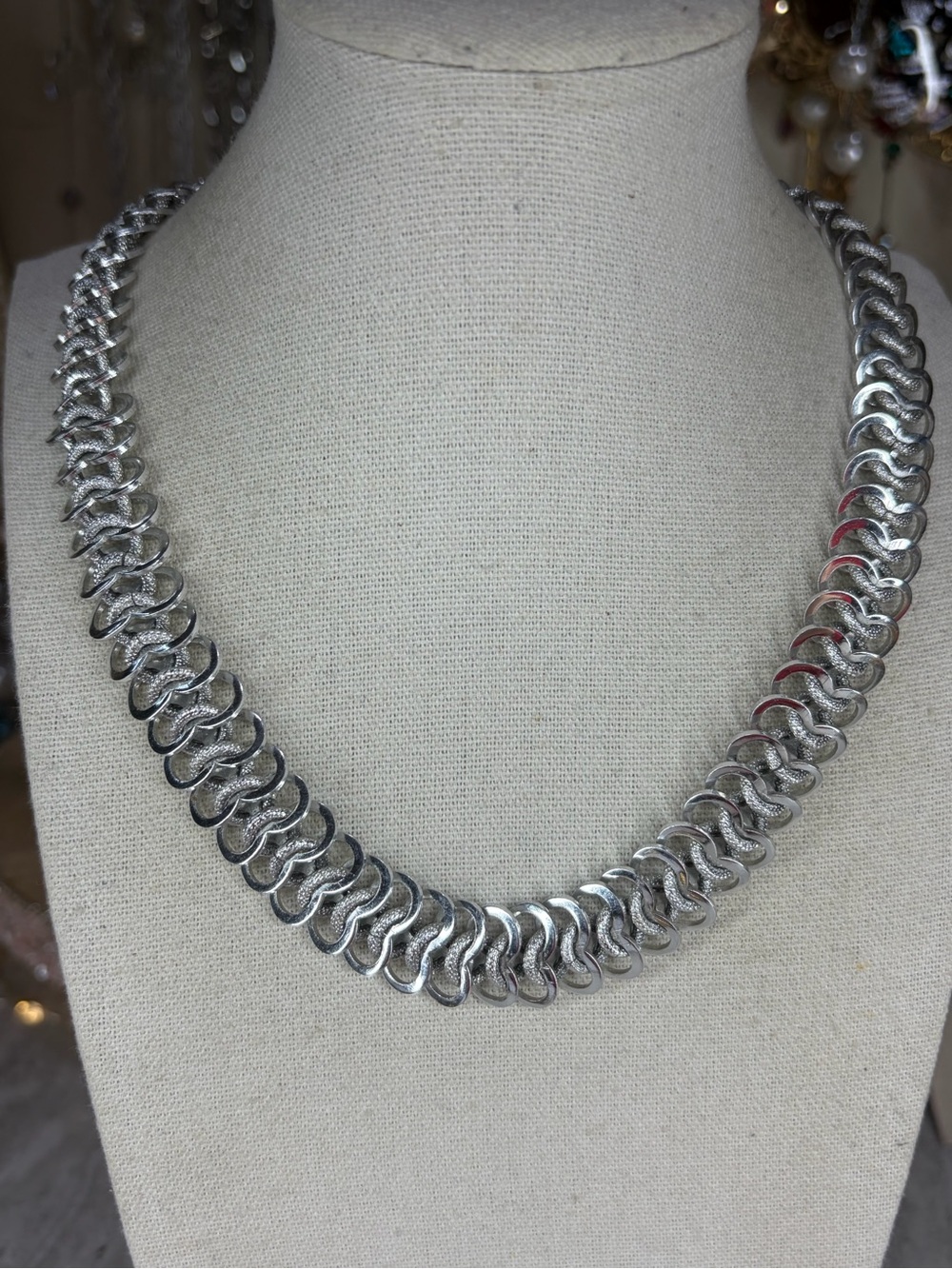Vintage Silver Tone Chain Choker Necklace Link Jewelry Aluminum